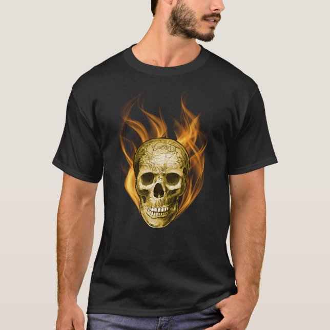 Amazing Flaming Skull Design T-Shirt (Vorderseite)