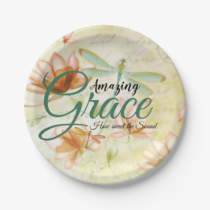 Amazing Grace Blumen und Libelle   Pappteller