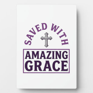 Amazing Grace Christliches Kreuz Vintage Fotoplatte