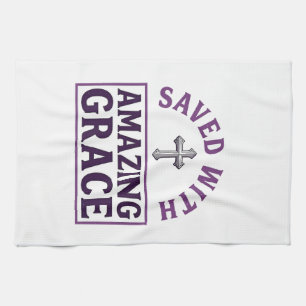 Amazing Grace Christliches Kreuz Vintage Geschirrtuch