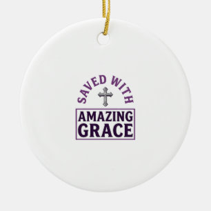 Amazing Grace Christliches Kreuz Vintage Keramik Ornament
