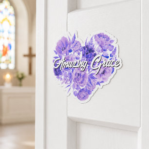 Amazing Grace Lila Florales Herz Aufkleber