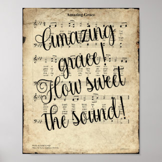 Amazing Grace Schrift-Hymnen-Druck Poster