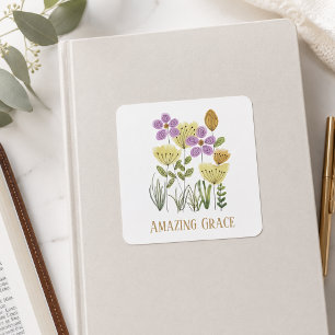 Amazing Grace Wildblumen Quadratischer Aufkleber