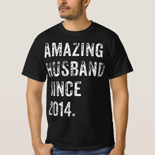Amazing Husband Since 2014 8 Years Wedding Anniver T-Shirt (Vorderseite)