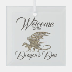Amazing Mosaic Dragon Golden Welcome Ornament Aus Glas