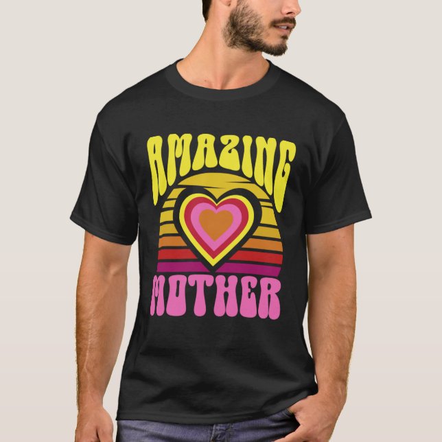 Amazing Mother Cute Sunset Hearts Mother s Day Ret T-Shirt (Vorderseite)
