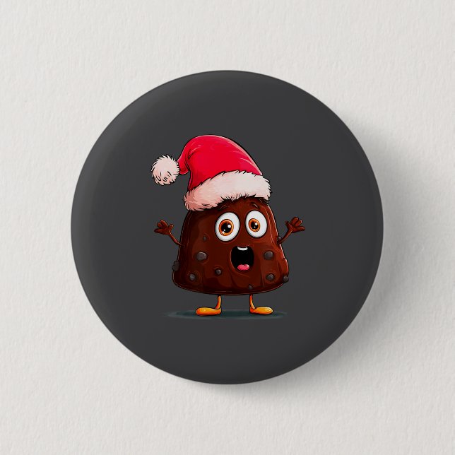Amazing Pudding Look With Christmas Hat  Button (Vorderseite)