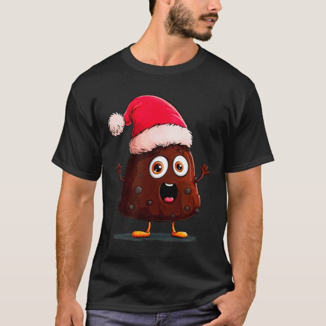 Amazing Pudding Look With Christmas Hat  T-Shirt (Vorderseite)