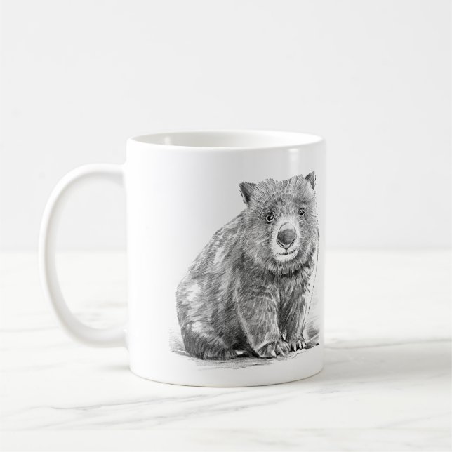 Amazing realistic wombat in pencil drawing style kaffeetasse (Links)