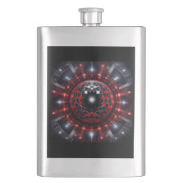 Amazing Red/Black Checkered Mandelbrot Starbursts Flachmann