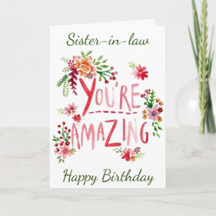 AMAZING SISTER-IN-LAW ON YOUR BIRTHDAY Card Karte