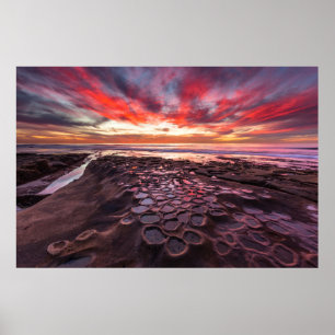 Amazing sunset at the tide pools poster