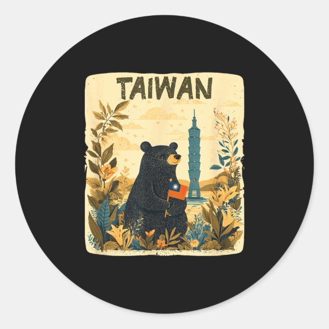 Amazing Taiwan Graphic In Nature With Cute Bear  Runder Aufkleber (Vorderseite)