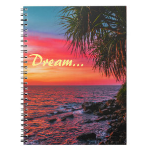 Amazing Tropical Ocean Palm Sunset Dream Notizblock