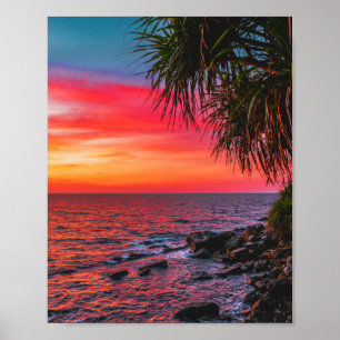 Amazing Tropical Ocean Palm Sunset Dream Poster
