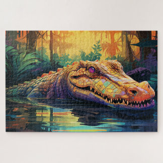 Amazon Croc: Jungle's farbenfroher Raubtier Puzzle