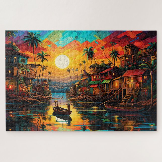 🌅 Amazon Fischerdorf Sunset Puzzle (Horizontal)