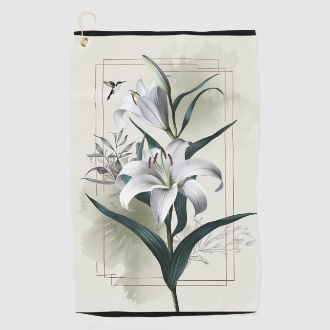 Amazon Lily Art - Gold & Scandi Style Golfhandtuch (Vorderseite)