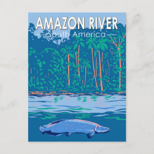 Amazon River South America Travel Art Vintag Postkarte
