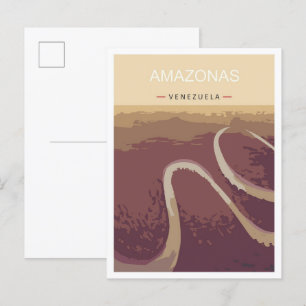 Amazonas Venezuela Kunst Vintage Reiseillustration Postkarte
