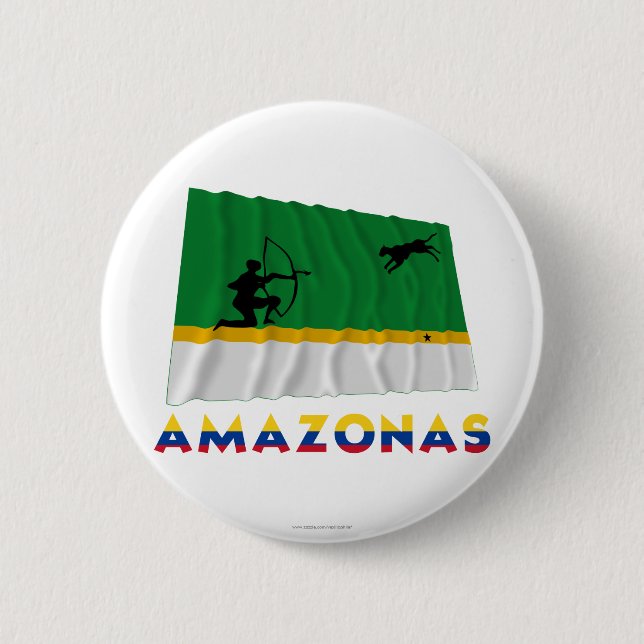 Amazonas wellenartig bewegende Flagge mit Namen Button (Vorderseite)