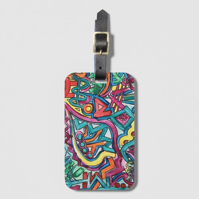 Amazonien-Handgemalte Abstrakte Kunst Gepäckanhänger (Vorderseite Vertikal)