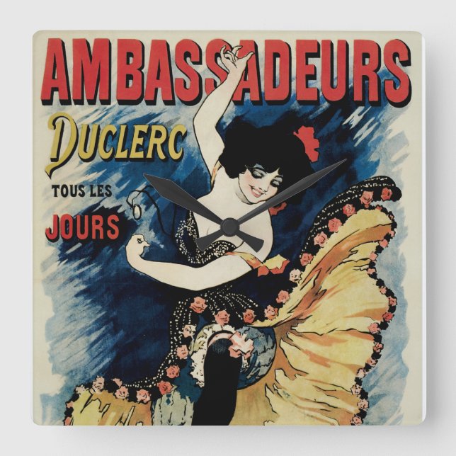 Ambassadeurs Quadratische Wanduhr (Vorderseite)