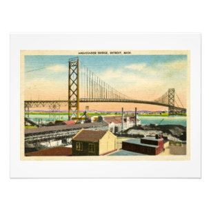 Ambassador Bridge Detroit, Michigan Vintage Postka Fotodruck
