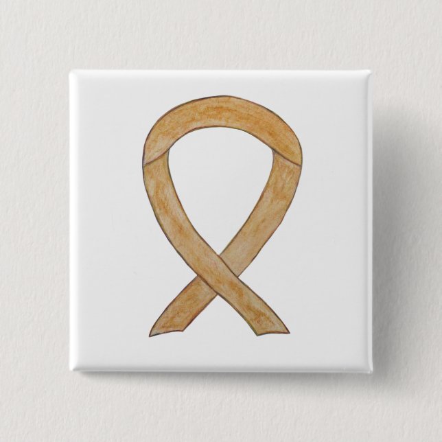 Amber Awareness Ribbon Custom Art Buttone Button (Vorderseite)