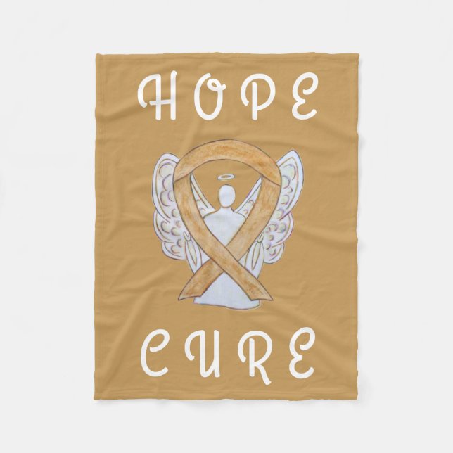 Amber Awareness Ribbon Engel Cancer Chemo Blanket Fleecedecke (Vorderseite)