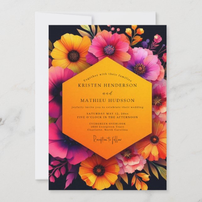 Amber Bloom Autumn Wedding Einladung (Vorderseite)