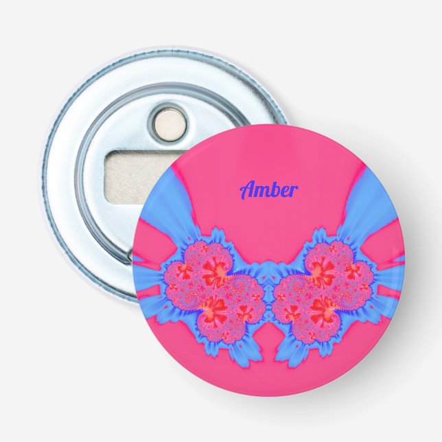 AMBER ~ Blue Pink 3D-Fraktal ~ Flaschenöffner (Vorderseite)