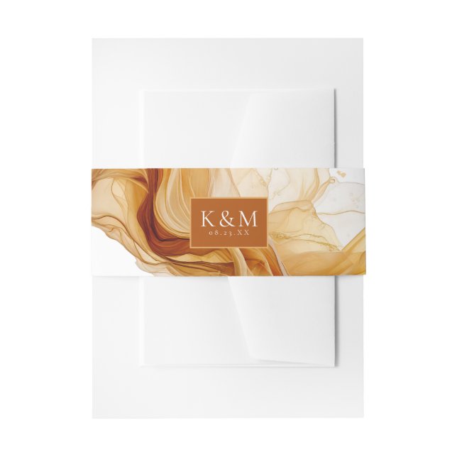 Amber Brandy Abstrakt Ink Wedding ID1089 Einladungsbanderole (Vorderseite Beispiel)