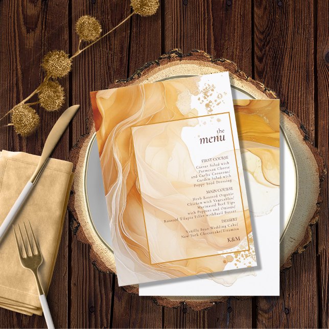 Amber Brandy Abstrakt Ink Wedding Menu ID1089 (Von Creator hochgeladen)