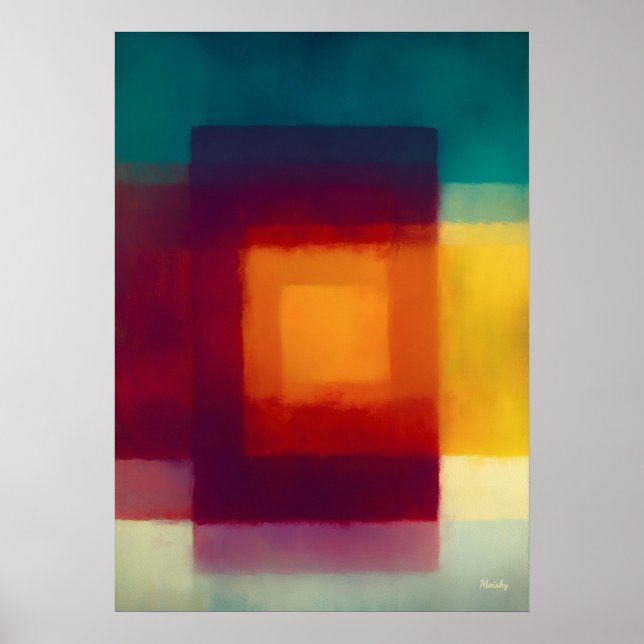 Amber Crimson Color Field Abstract Modern Wall Art Poster (Vorne)