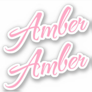 Amber dekorativer Name in Rosa x2 Aufkleber