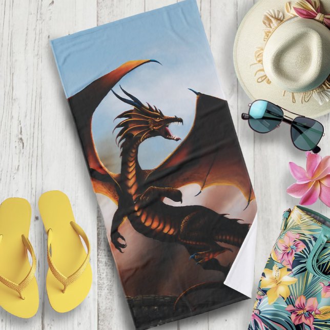 Amber Dragon Fantasy Badehandtuch (Von Creator hochgeladen)