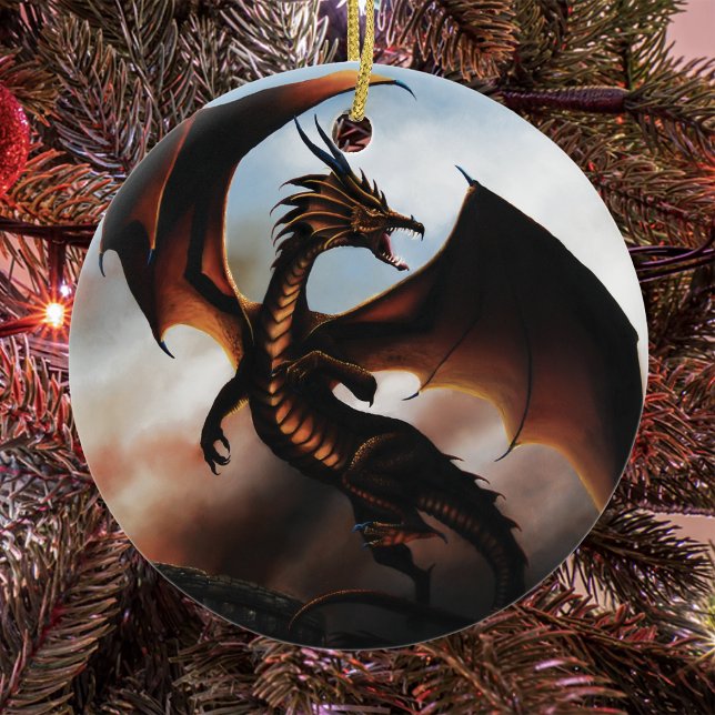 Amber Dragon Fantasy Keramikornament (Von Creator hochgeladen)