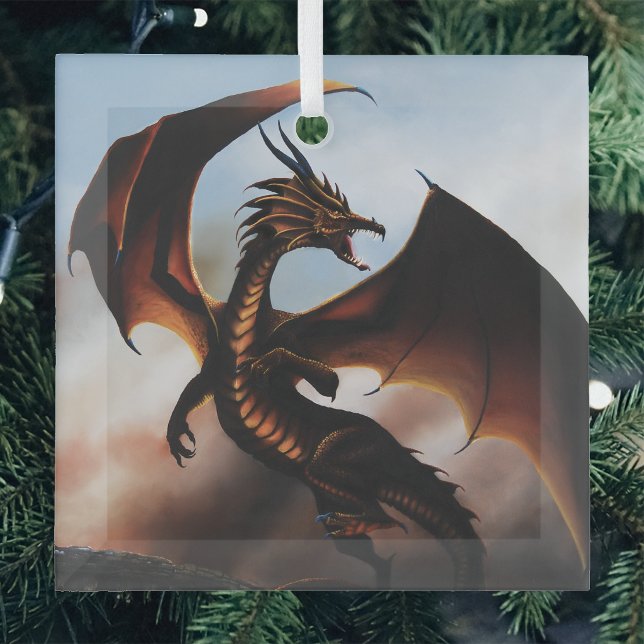 Amber Dragon Fantasy Ornament Aus Glas (Von Creator hochgeladen)