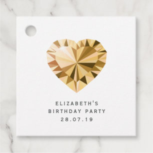 Amber Edelstein mit Schwarz-Gold-Rose Damask Geschenkanhänger