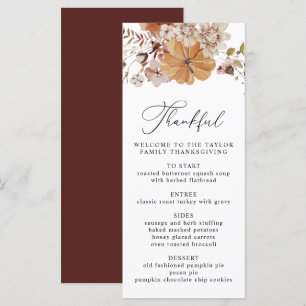 AMBER Erntedank Dinner rustikale Menüvorlage Menükarte