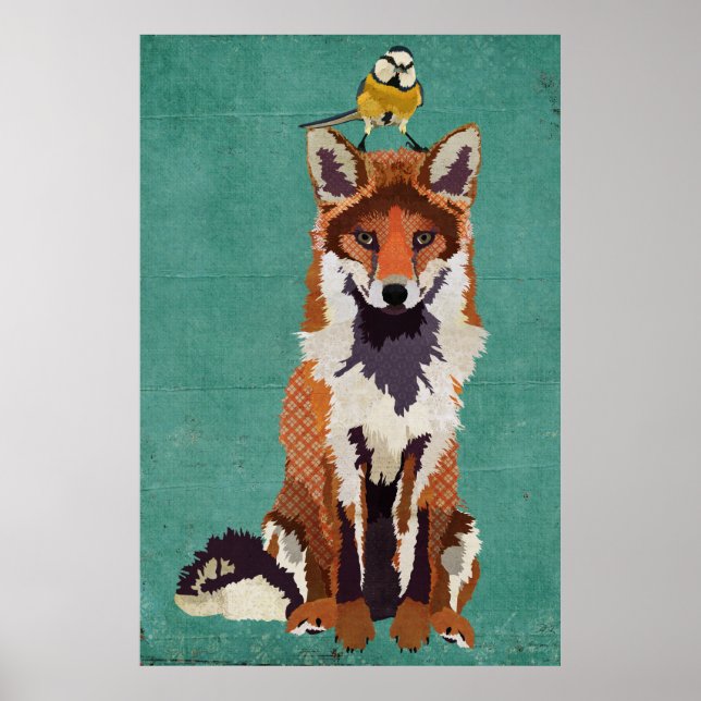 Amber Fox & Little Bird Art Poster (Vorne)