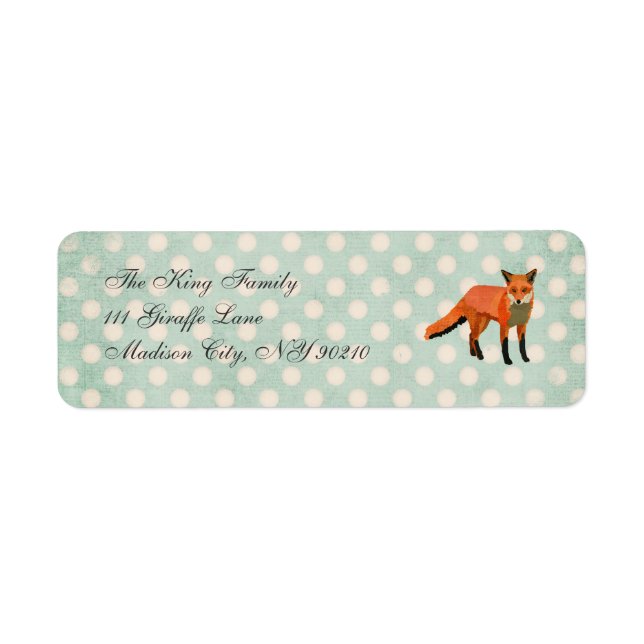 Amber Fox Polkadot   Adressetikett (Vorne)