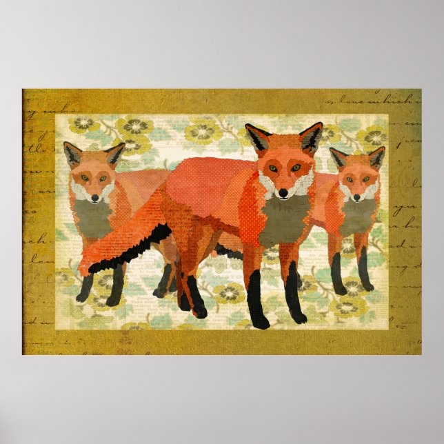 Amber Foxes Art Poster (Vorne)