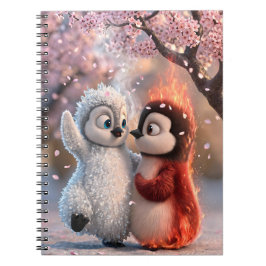 Amber & Frosty Cherry Blossom Penguin Notebook Notizblock