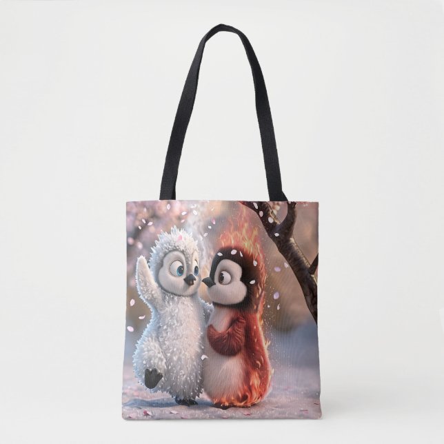 Amber & Frosty Cute Penguin Tote Bag (Vorderseite)