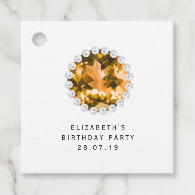 Amber Gemstone Luxus getuftete Imitate Leder Geschenkanhänger (Vorderseite)