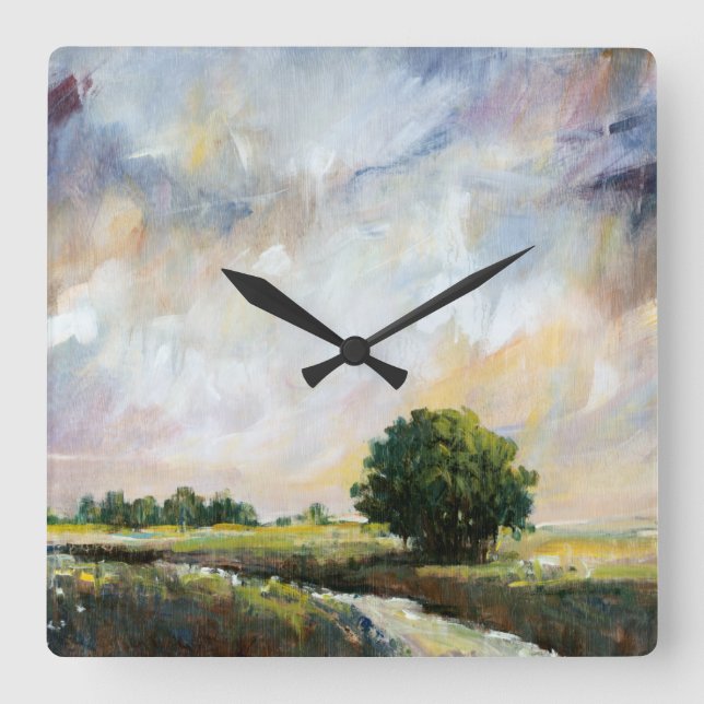 Amber Glow II Quadratische Wanduhr (Vorderseite)