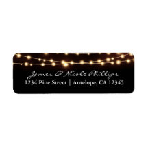Amber Glow String Lights Elegante Adressetiketten